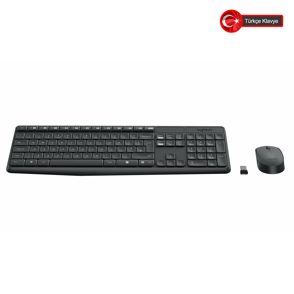 LOGITECH MK235 Q Türkçe Kablosuz Siyah Klavye+ Mouse - LOGITECH - görsel 6