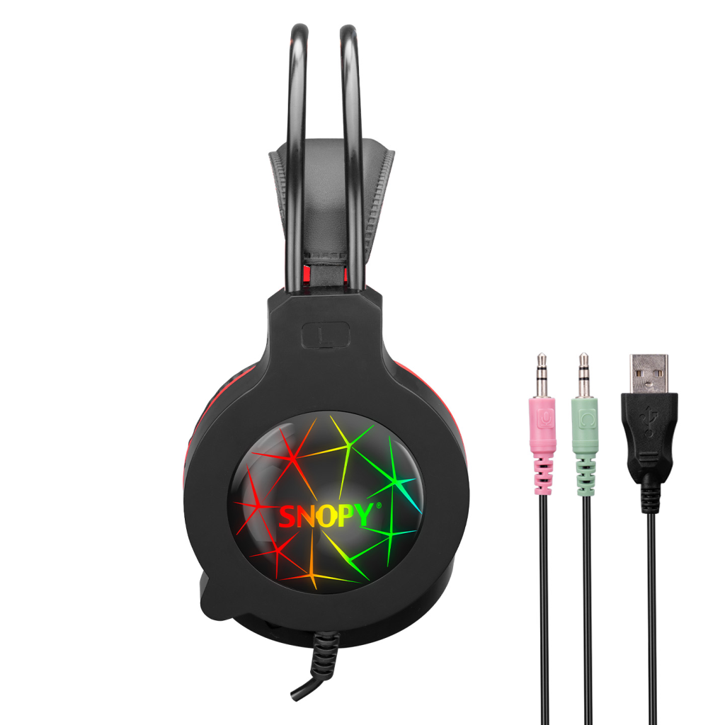 SNOPY SN-GX7, CRAZY, Kablolu, 3.5mm Jac, USB, Rainbow Aydınlatma, Gaming, Mikrofonlu, Kulaklık (Siyah) - Snopy - görsel 4