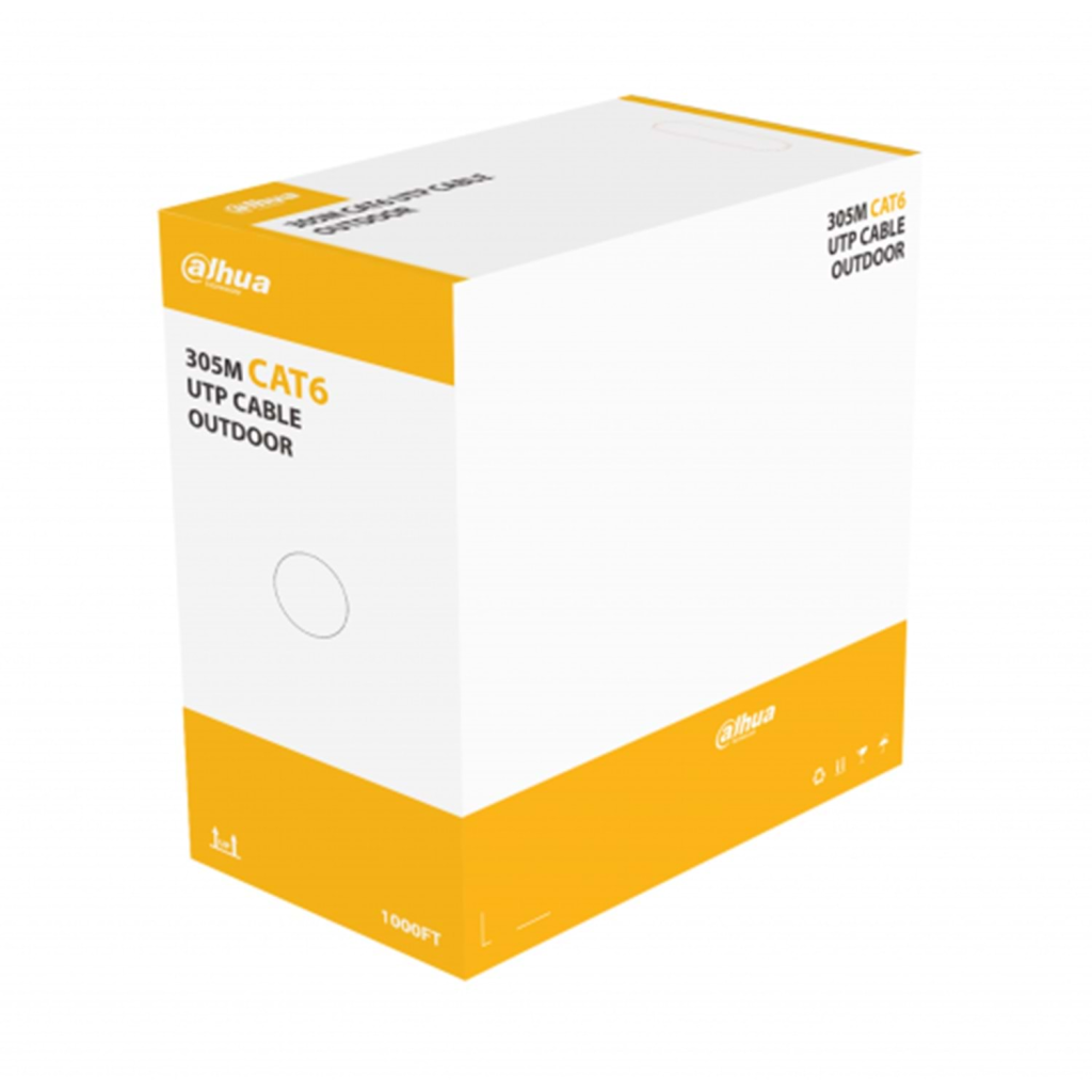 DAHUA DH-PFM920-6UN, CAT6 305m, 24AWG 0.53mm, UTP, %100 Bakır, OutDoor, Polietilen, Kablo, Siyah Renk