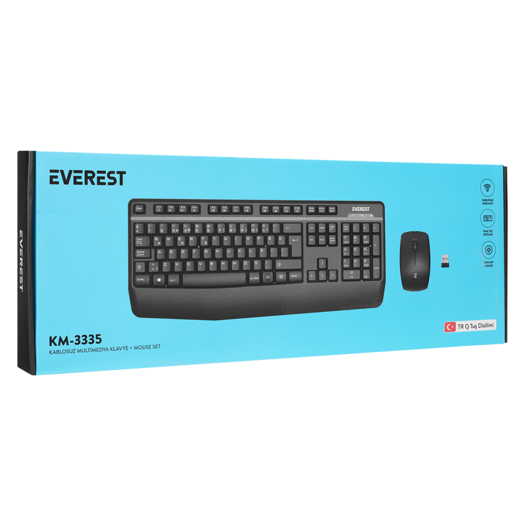 EVEREST KM-3335, Siyah, 2.4Ghz Kablosuz, Türkçe Q, Multimedya, Klavye Mouse Set - Everest - görsel 5