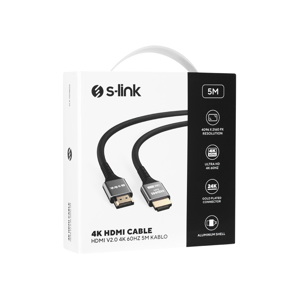 S-LINK SLX-HD4K05 5 Mt Metal v2.0 4K (4096*2160) 60Hz HDMI Kablo - S-LINK - görsel 5