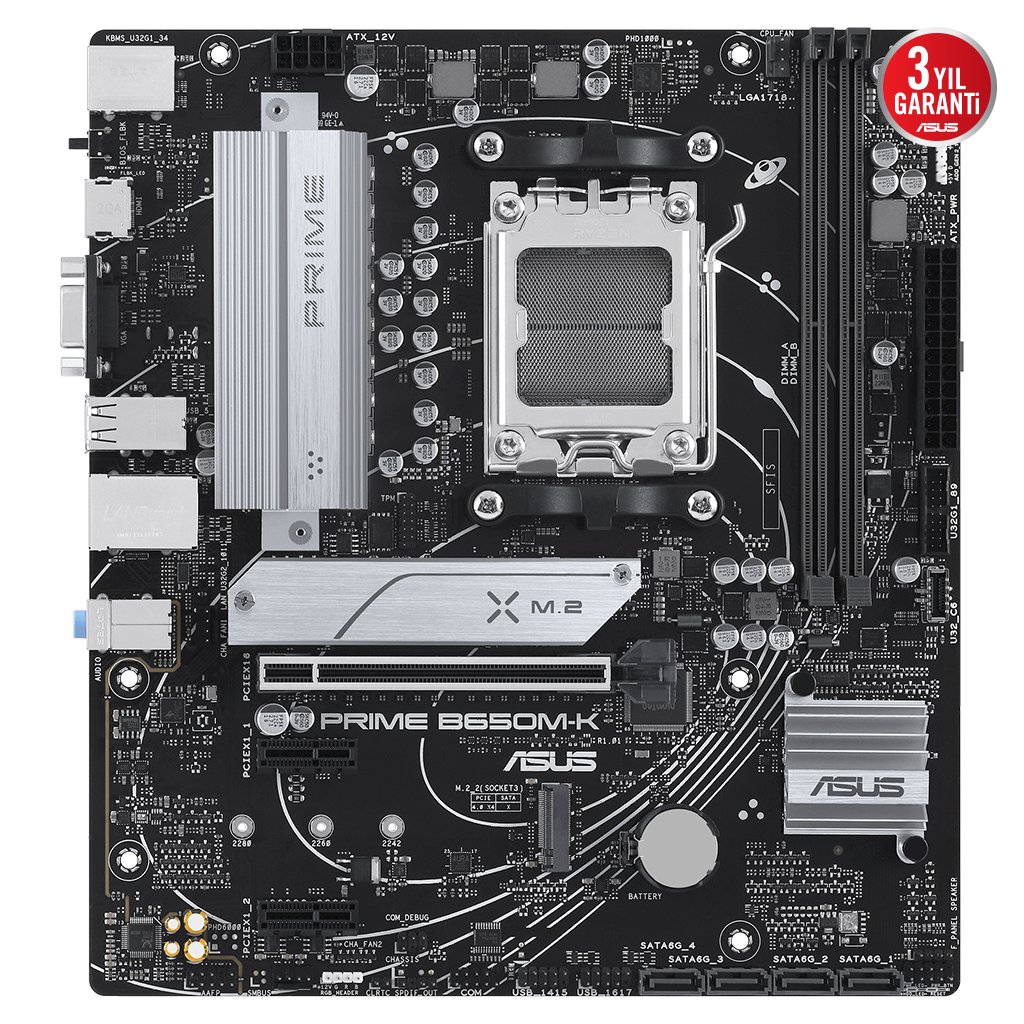 ASUS PRIME B650M-K B650 DDR5 Vga GLan 2.5G mATX HD DP M2 RGB TYPE-C AM5 AMD Anakart - ASUS - görsel 3