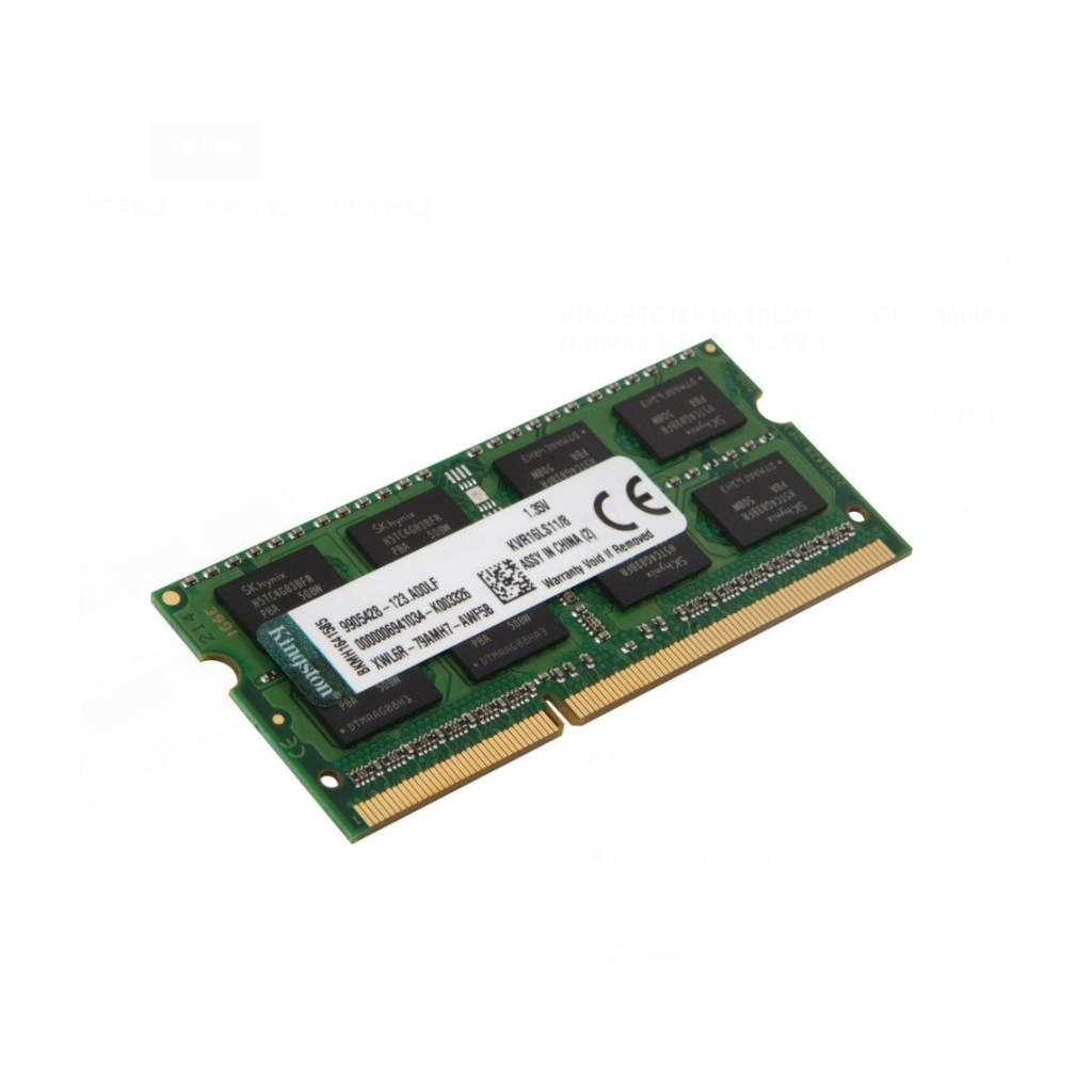 KINGSTON KVR16LS11/8, 8Gb, 1600Mhz, DDR3, Sodimm Notebook RAM, 1,35V, CL11 - Kingston