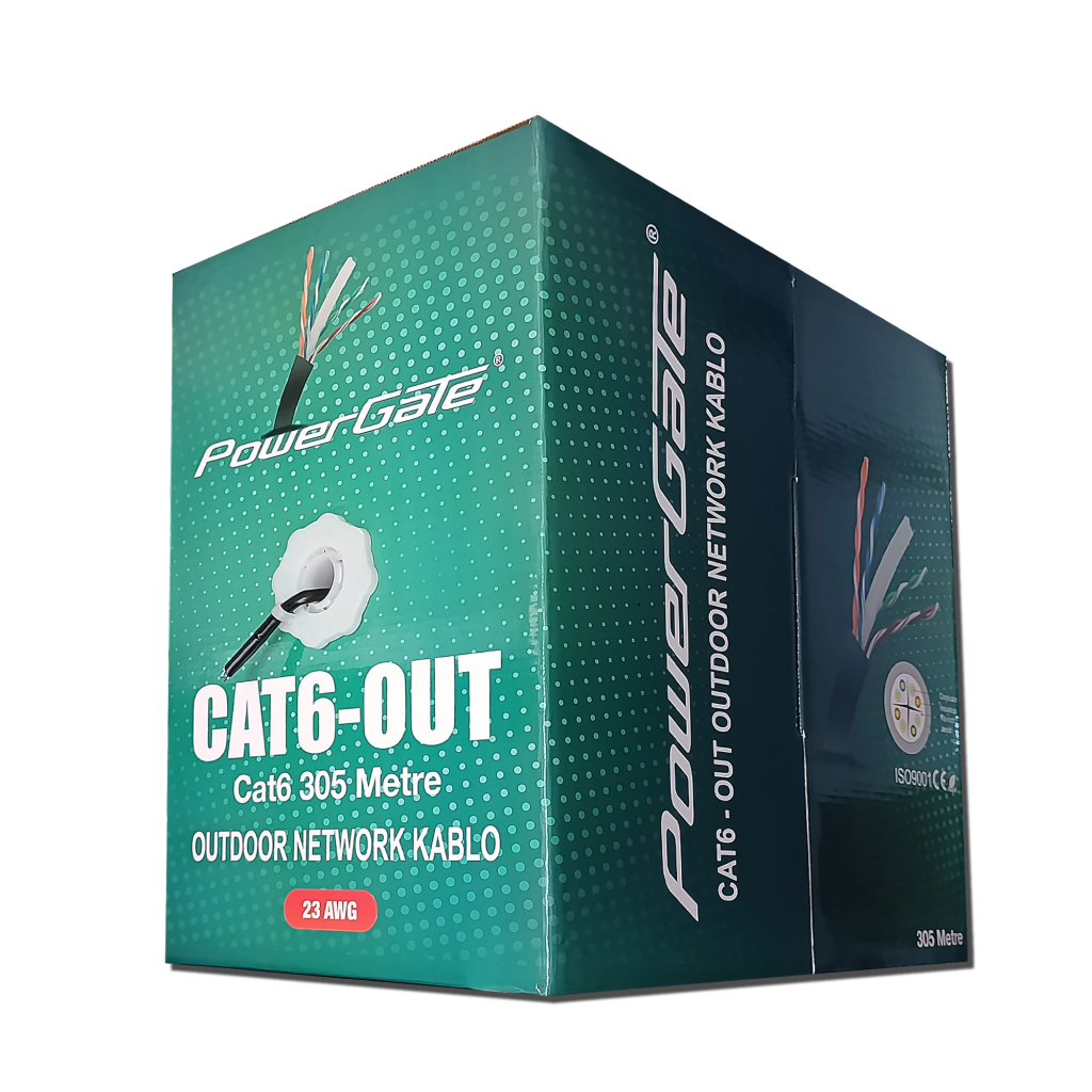 POWERGATE CAT6-OUT-CCA, Outdoor (Dış Mekan), Polietilen, 23AWG 0.57mm, UTP, CAT6, CCA Kablo, 305m, Siyah - PowerGate - görsel 2