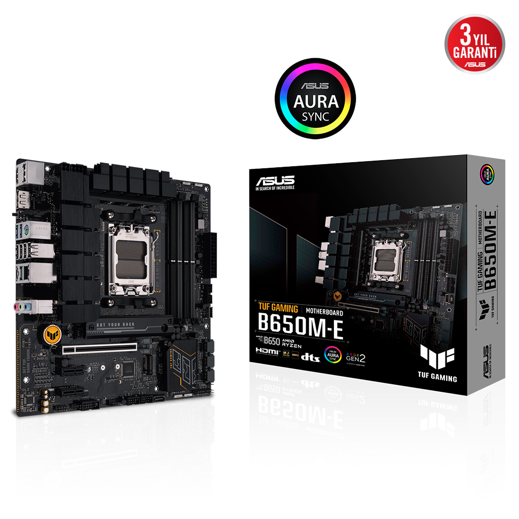 ASUS TUF GAMING B650M-E, 4xDDR5, 2x M.2, HDMI, 2xDP, Type-C, AM5 Soket GAMING Anakart