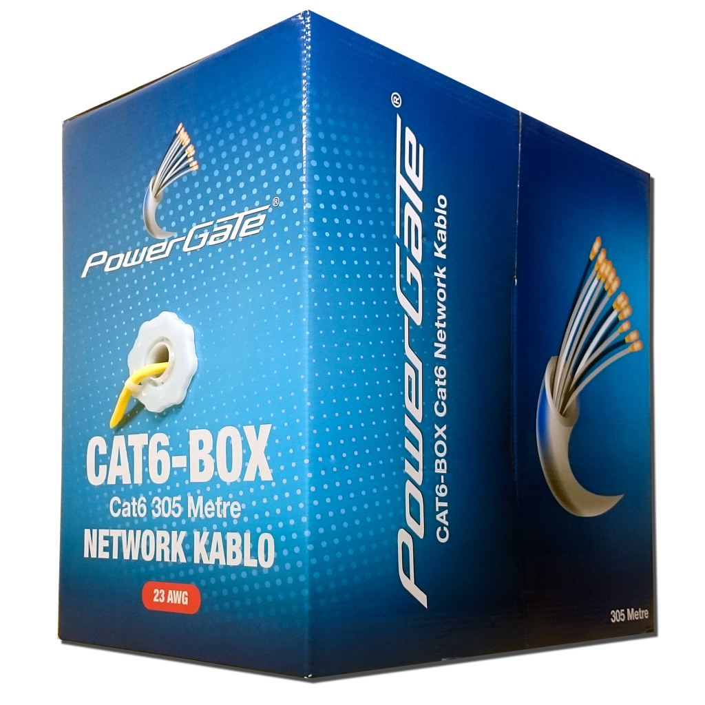 POWERGATE CAT6-BOX-YL, 23AWG, 0,57mm, UTP, CAT6 Kablo, 305m, Sarı - PowerGate - görsel 2