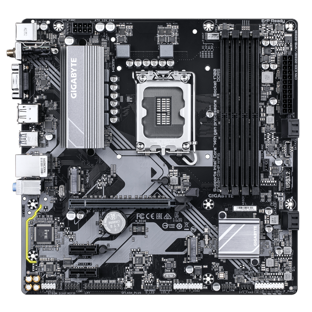 GIGABYTE B760M D3HP WIFI6, 4xDDR5, 2xM.2, DP, HDMI, VGA, Wi-Fi 6E, Bluetooth v5.3, 12-13.14.Nesil, LGA1700 Soket, Anakart - Gigabyte - görsel 2