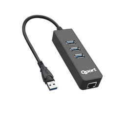 QPORT Q-U3G USB3.0 TO 3 PORT USB + RJ45 ETHERNET HUB - QPORT