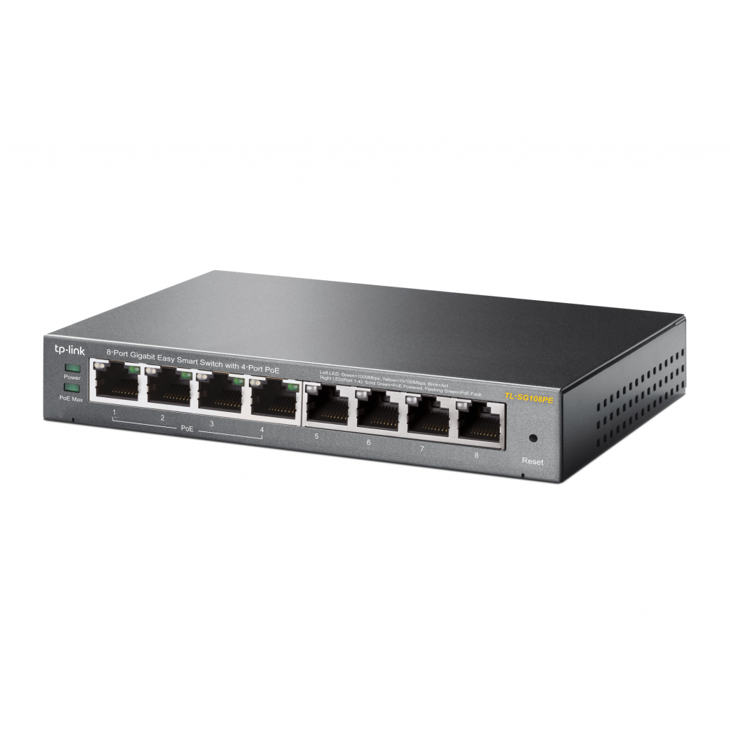 TP-LINK TL-SG108PE, 8 Port, GigaBit, 4 Port PoE 64W, Easy Smart, Yönetilebilir, Metal Kasa, Masaüstü Switch - Tp-Link - görsel 2