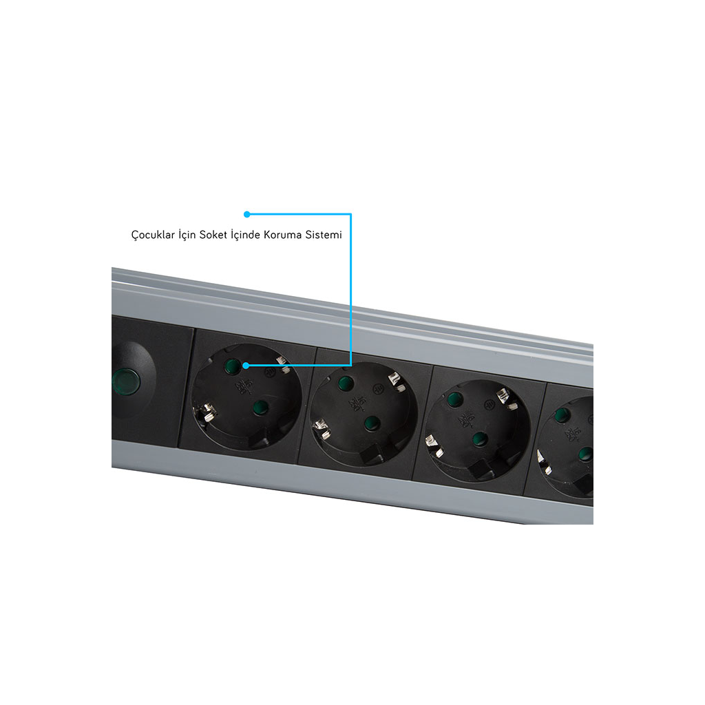 S-LINK Swapp SPGKS05, 5 Soket, Akım Korumalı Priz, 1.5Mt Kablo, 900 Joule (Gri) %100 Bakır - S-Link - görsel 2