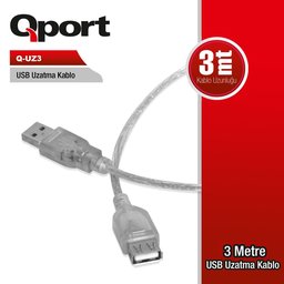 QPORT 3MT USB UZATMA KABLOSU (Q-UZ3) - QPORT