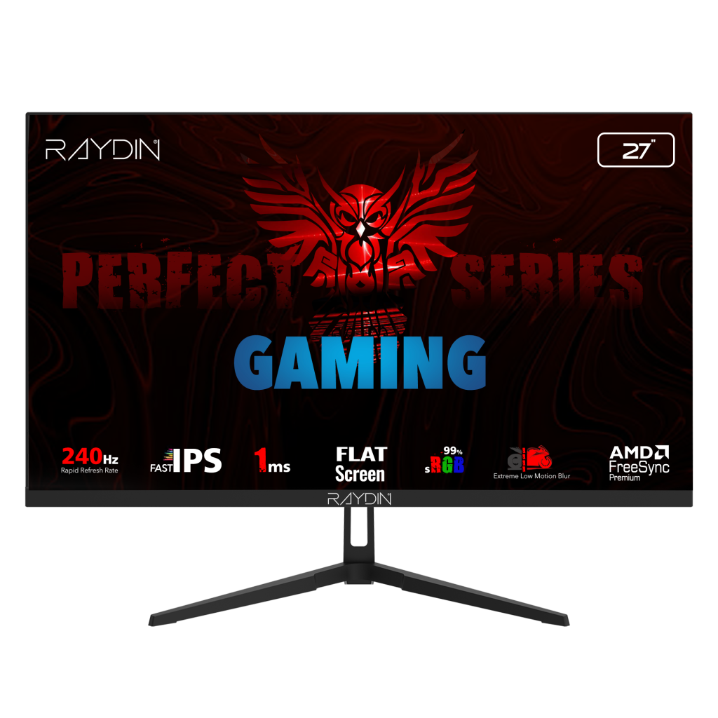 RAYDIN EC27DFI-240HZ, 27", 1ms, 240Hz, Full HD, 350 nits, HDMI, DP, IPS LED, Flat, Frameless, FreeSync Gaming Monitör - RAYDIN