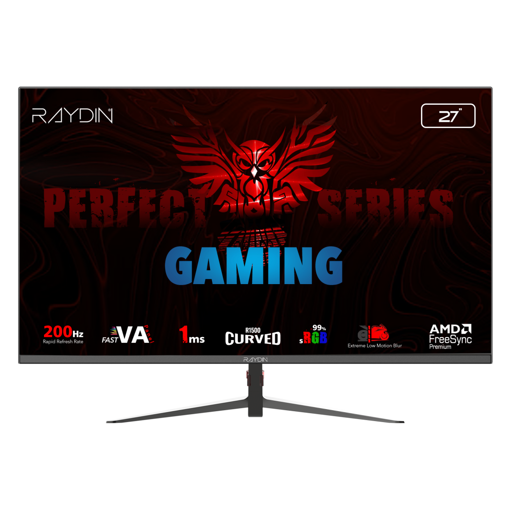 RAYDIN MM27RFA-200HZ, 27", 1ms, 200Hz, Full HD, 300 nits, 2xHDMI, DP, VA LED, R1500 Curved, Frameless, FreeSync Gaming Monitör - RAYDIN