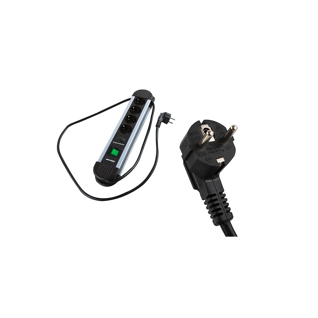 S-LINK Swapp SPGKS03, 3 Soket, Akım Korumalı Priz, 1.5Mt Kablo, 900 Joule (Gri) %100 Bakır - S-Link - görsel 2