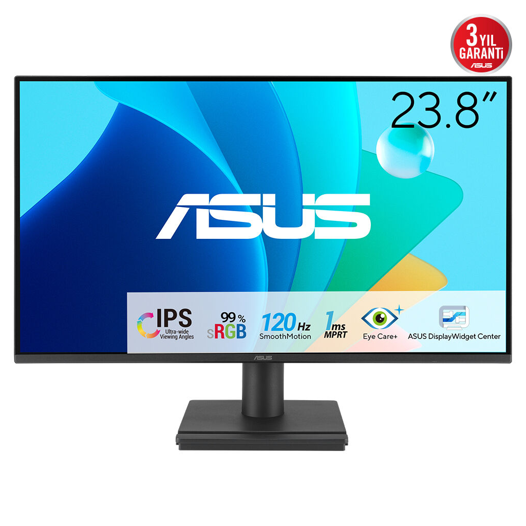 ASUS VA249HG 23,8" 1ms, 120Hz, Full HD, HDMI, VGA, IPS LED, Çerçevesiz Tasarım, Düşük Mavi Işık, FreeSync Kurumsal Monitör - Asus