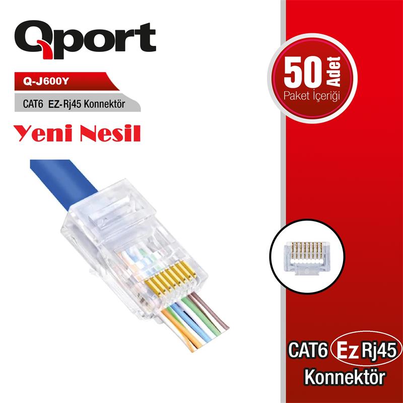 QPORT Q-J600Y CAT6 50 ADET EZ-RJ45 YENI NESIL KONNEKTOR - QPORT - görsel 2