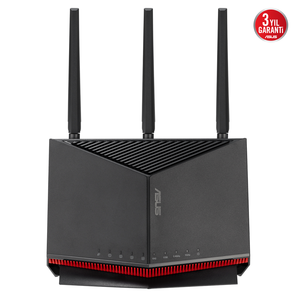 ASUS RT-BE86U, BE6800, 4 Port, 6800Mbps, Dual Band, WİFİ 7, AiMesh, AiProtection Pro, Gigabit Extendable Router - Asus