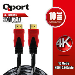 QPORT (Q-HDMI103) ALTIN UCLU 10M 4K HDMI2.0 KABLO - QPORT