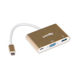 QPORT (Q-TV03) TYPE-C TO VGA/USB3.0/TYPE-C(F) CEVIRICI - QPORT