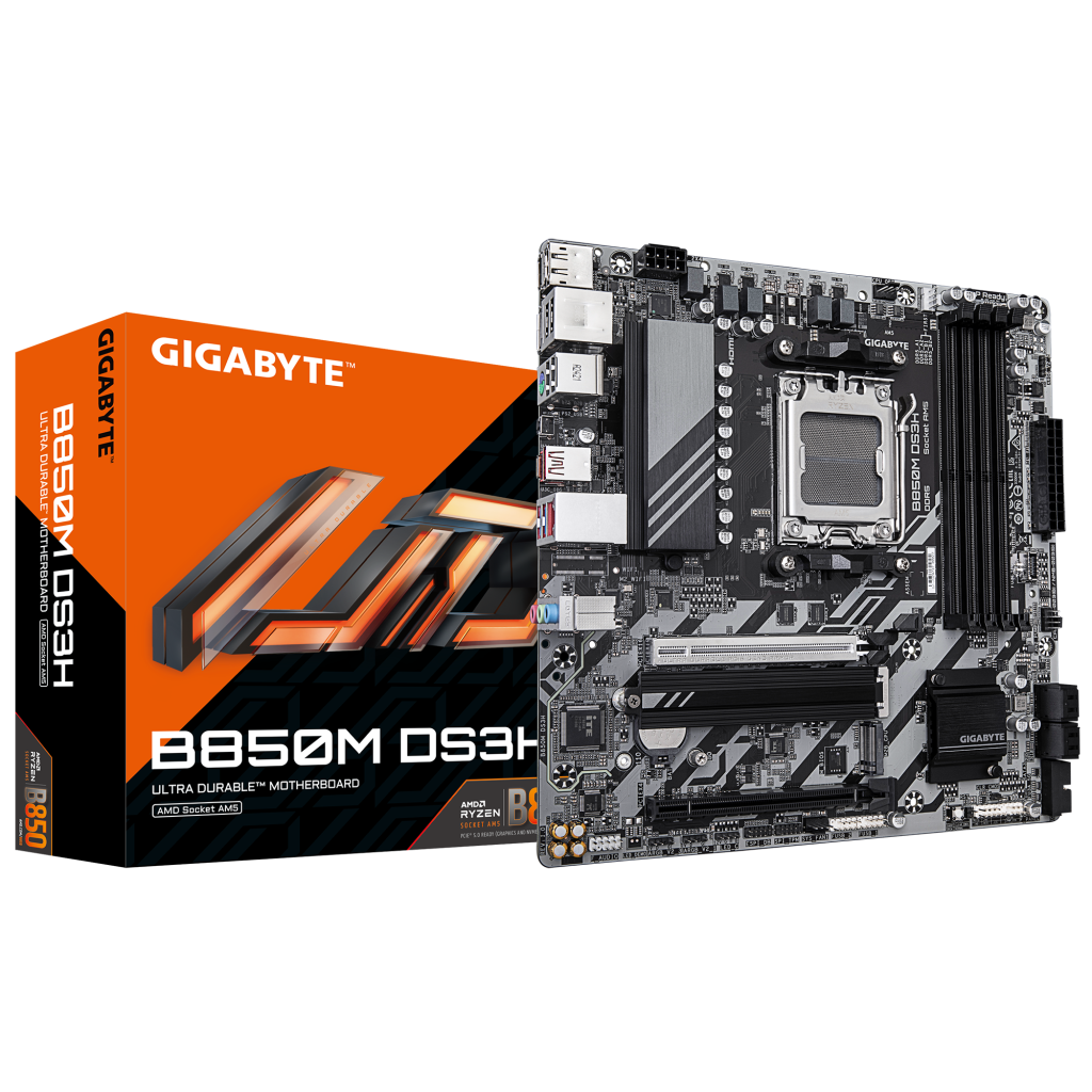 GIGABYTE B850M DS3H, 4xDDR5, 2xM.2, 2xDP, HDMI, Type-C, AM5 Soket GAMING Anakart - Gigabyte