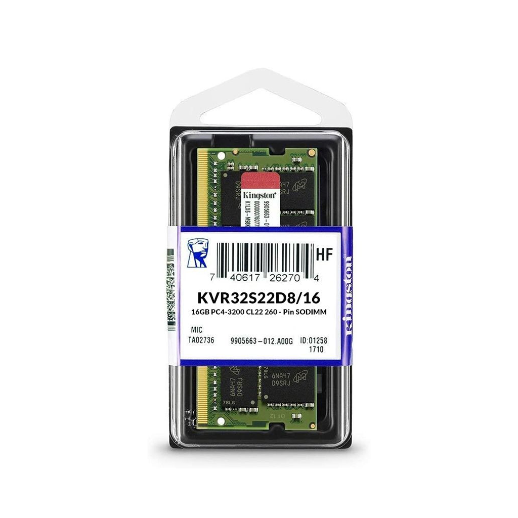 KINGSTON KVR32S22D8/16, 16Gb, 3200Mhz, DDR4, Sodimm Notebook RAM, 1,2V, CL22 (Kutulu) - Kingston