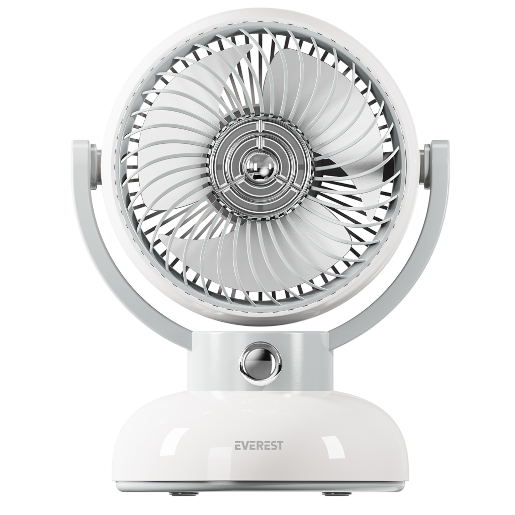 EVEREST EFN12, KREM, 3 Kademeli Hız, 4" Kanat, Masaüstü Kullanım, Taşınabilir, Dahili 1200mAh Bataryalı, USB Şarj Girişli, Vantilatör - Everest
