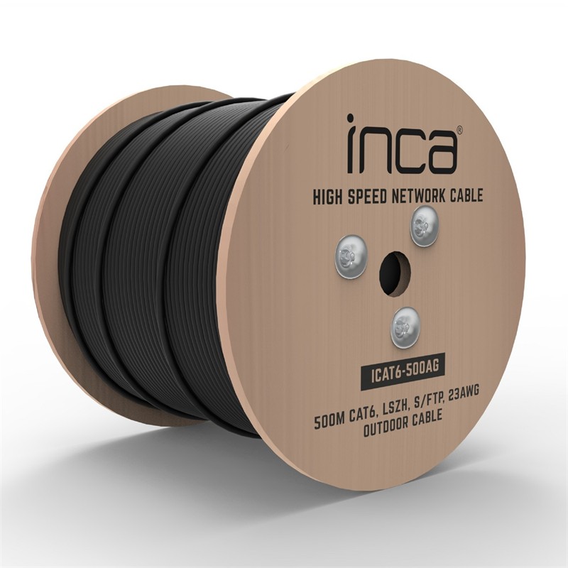 INCA ICAT6-500AG OUTDOOR S/FTP 23 AWG LSZH NETWORK CABLE 500 M SİYAH - Inca - görsel 2