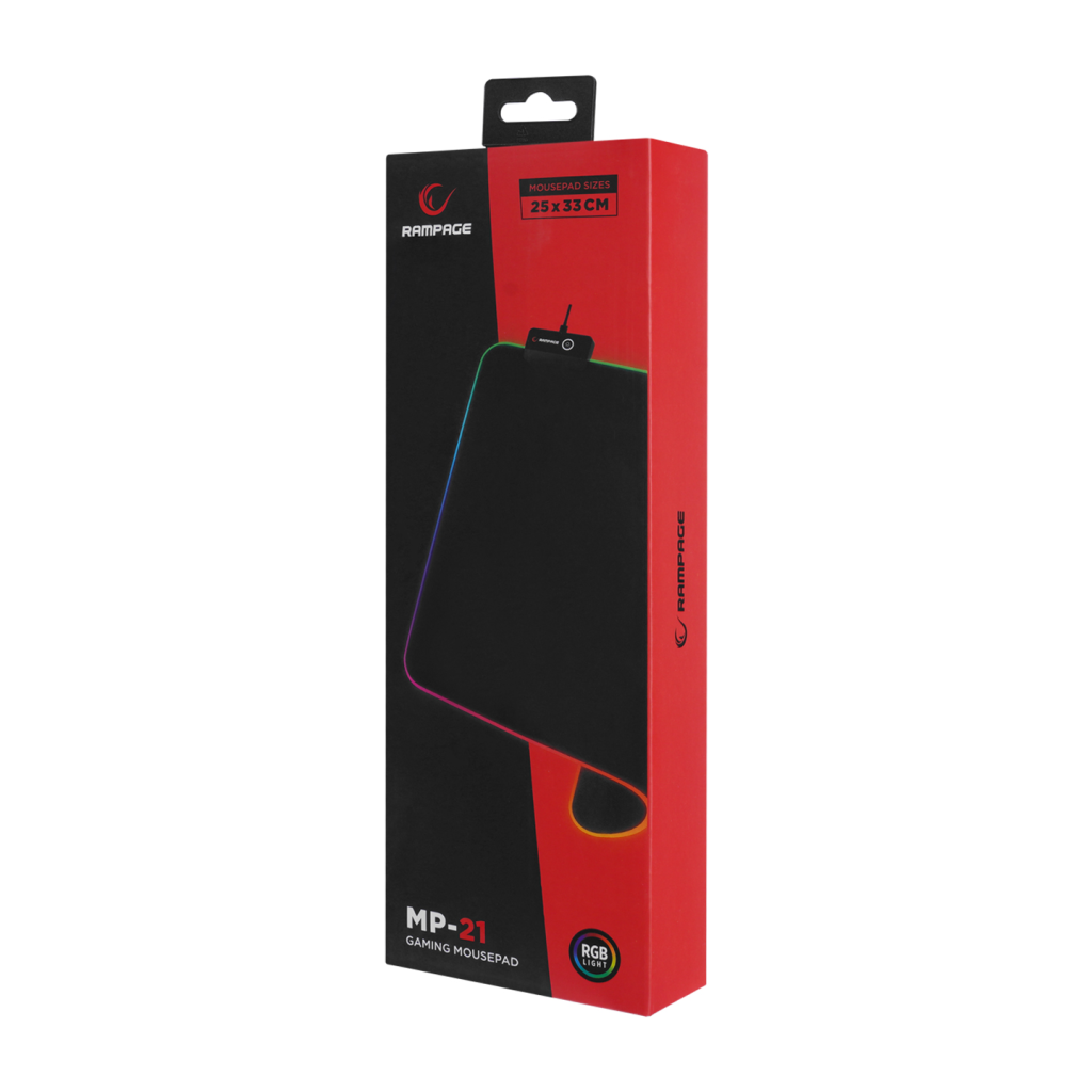 Rampage MP-21, PULSAR M RGB, 252x328x3mm, RGB Led, Gaming, MOUSE PAD (Siyah) - Rampage - görsel 5