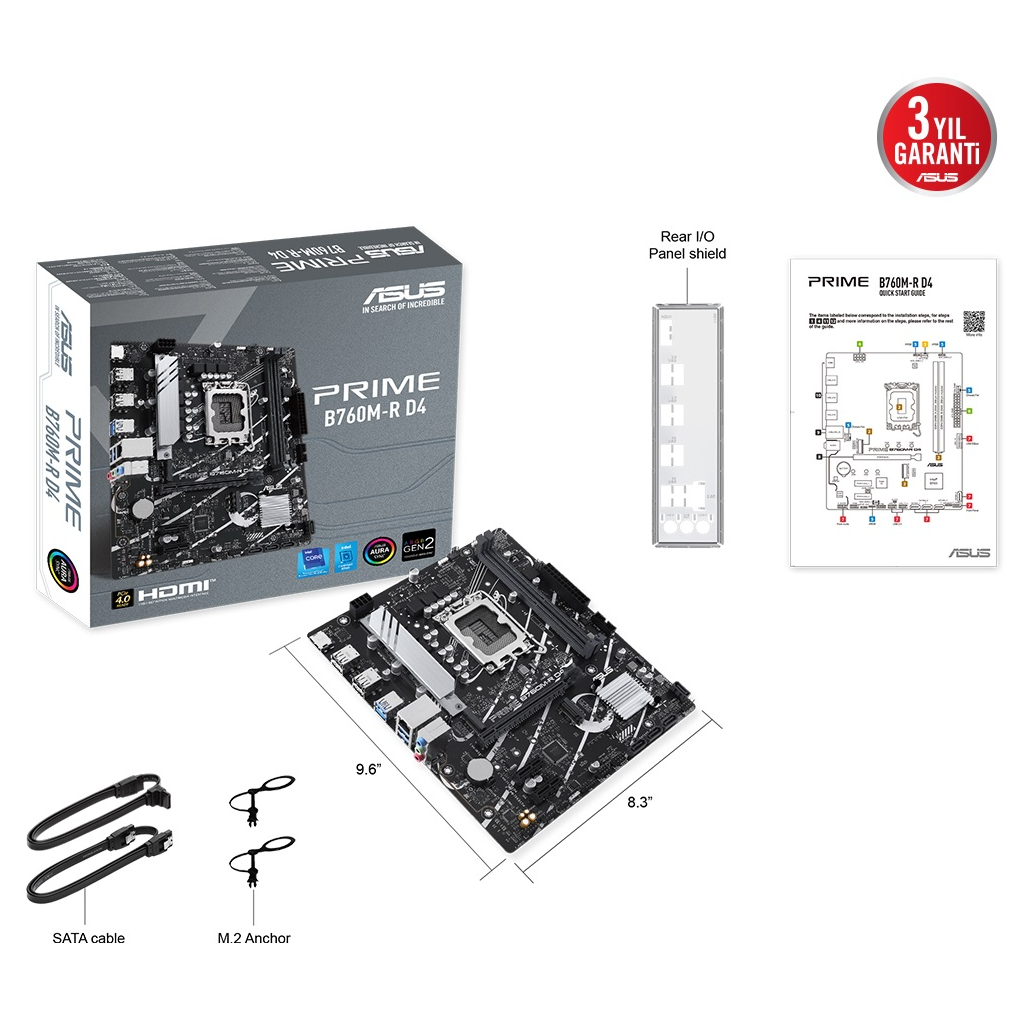 ASUS PRIME B760M-R D4, 2xDDR4, 2x M.2, HDMI, 12-13-14.Nesil, LGA1700 Soket, Anakart - Asus - görsel 5