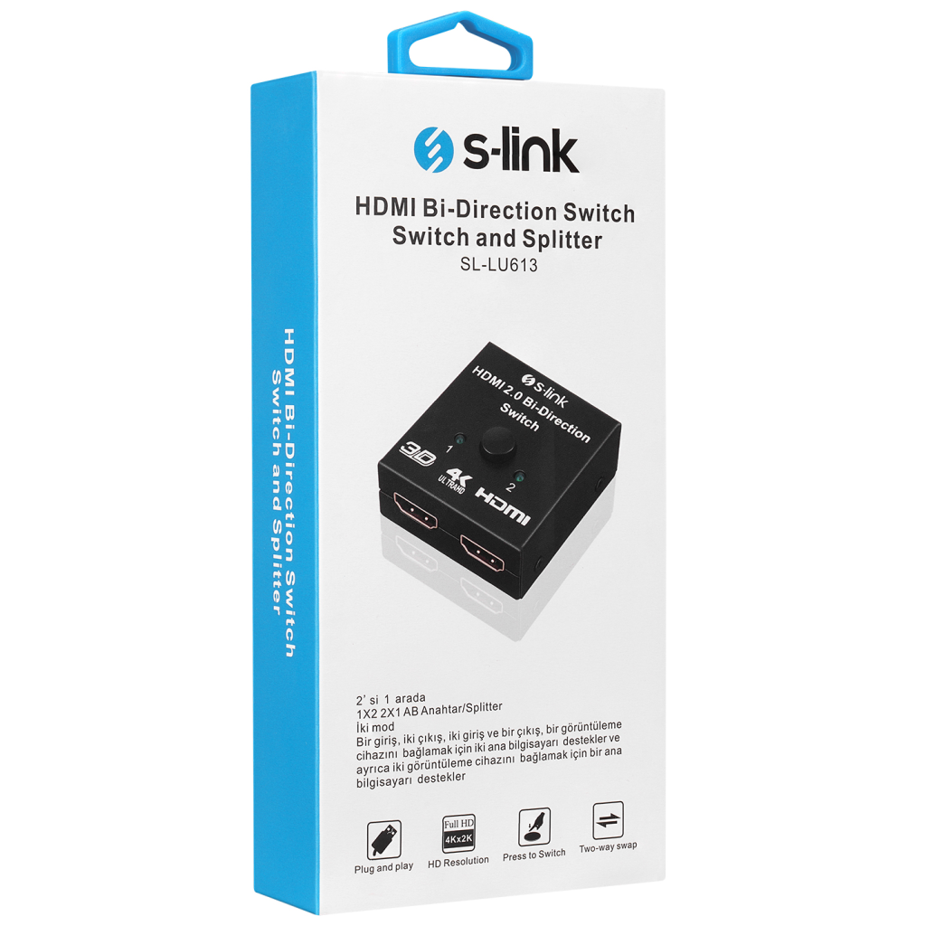 S-link SL-LU613, 2 Port HDMI, Çift Yönlü Switch ve Splitter - S-Link - görsel 4