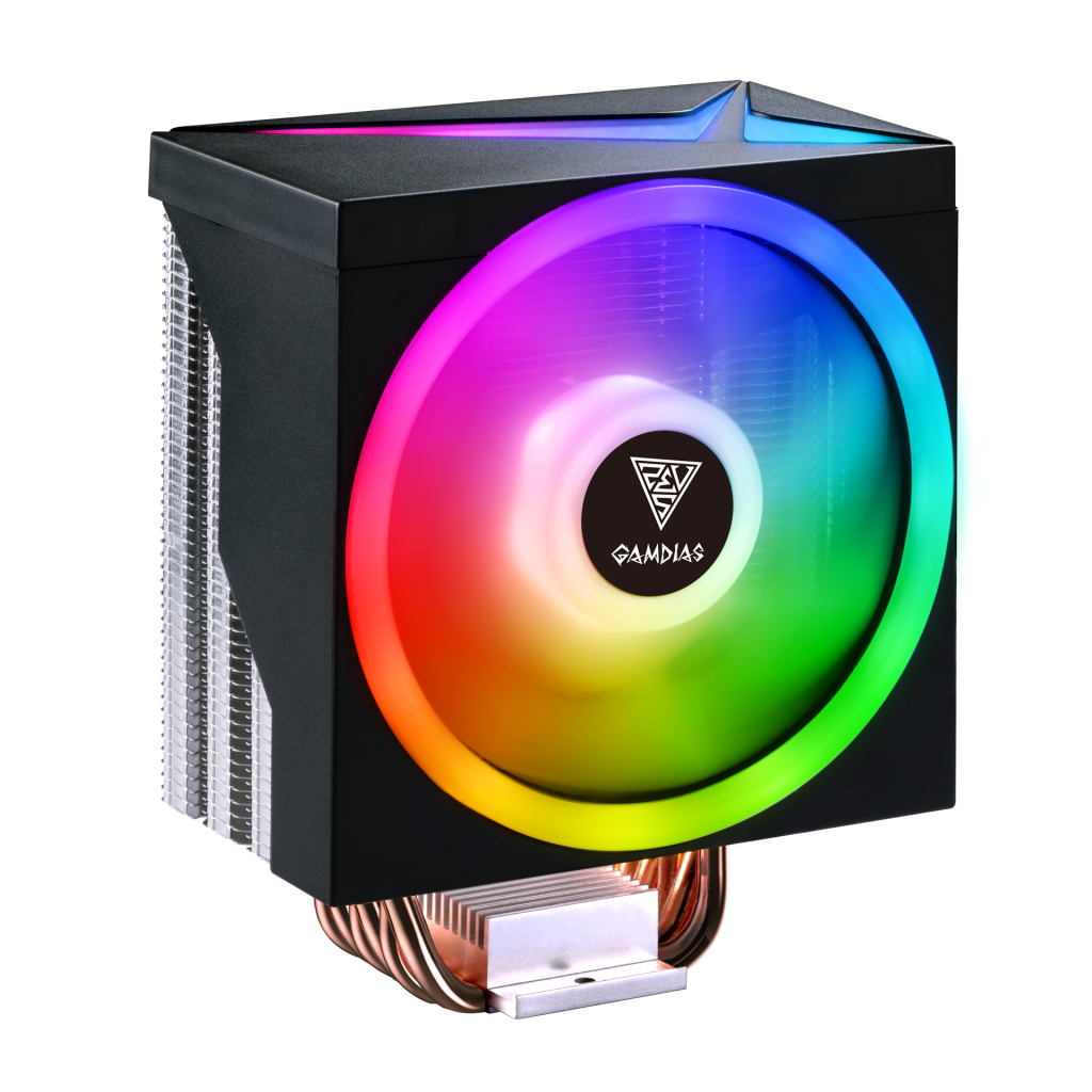 GAMDIAS BOREAS M1-610, LED Lights, 120mm, CPU  Kule Tipi Hava Soğutma, Doğrudan Temas Teknolojisine Sahip 6 adet Gelişmiş Bakır Isı Borusu (AMD AM4-AM5 ve INTEL Tüm işlemciler ile uyumlu) - Gamdias