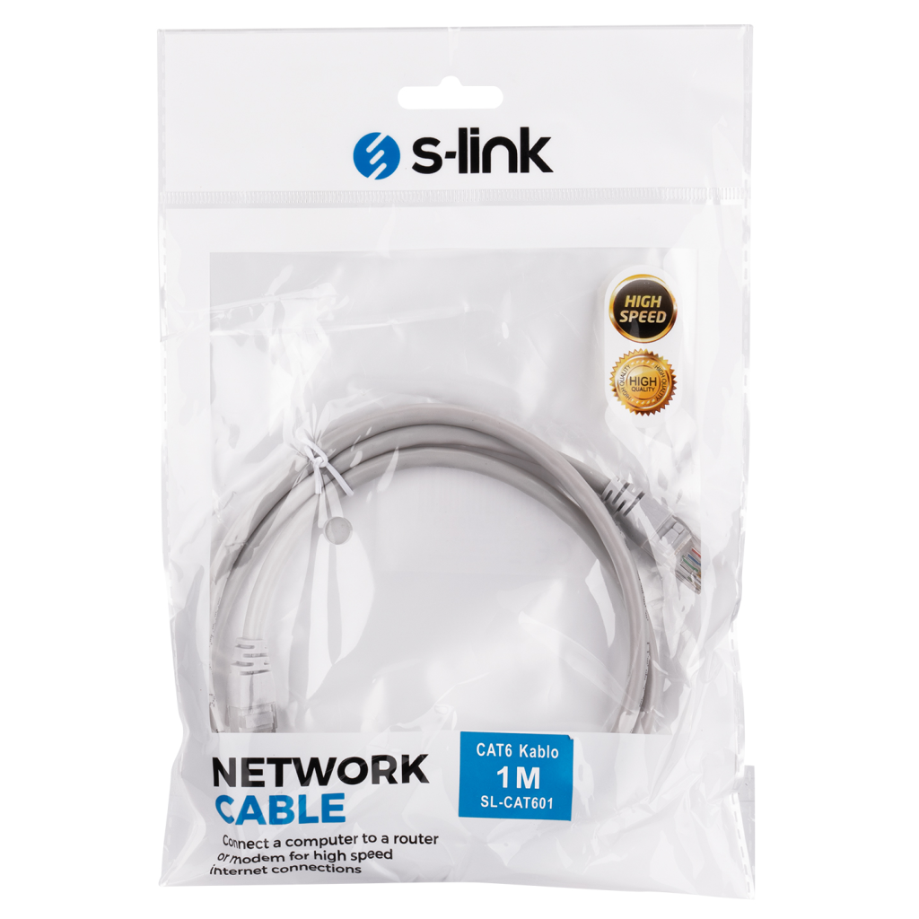 S-Link SL-CAT601, CAT6 Patch, 1Mt Kablo (Gri) - S-Link - görsel 3