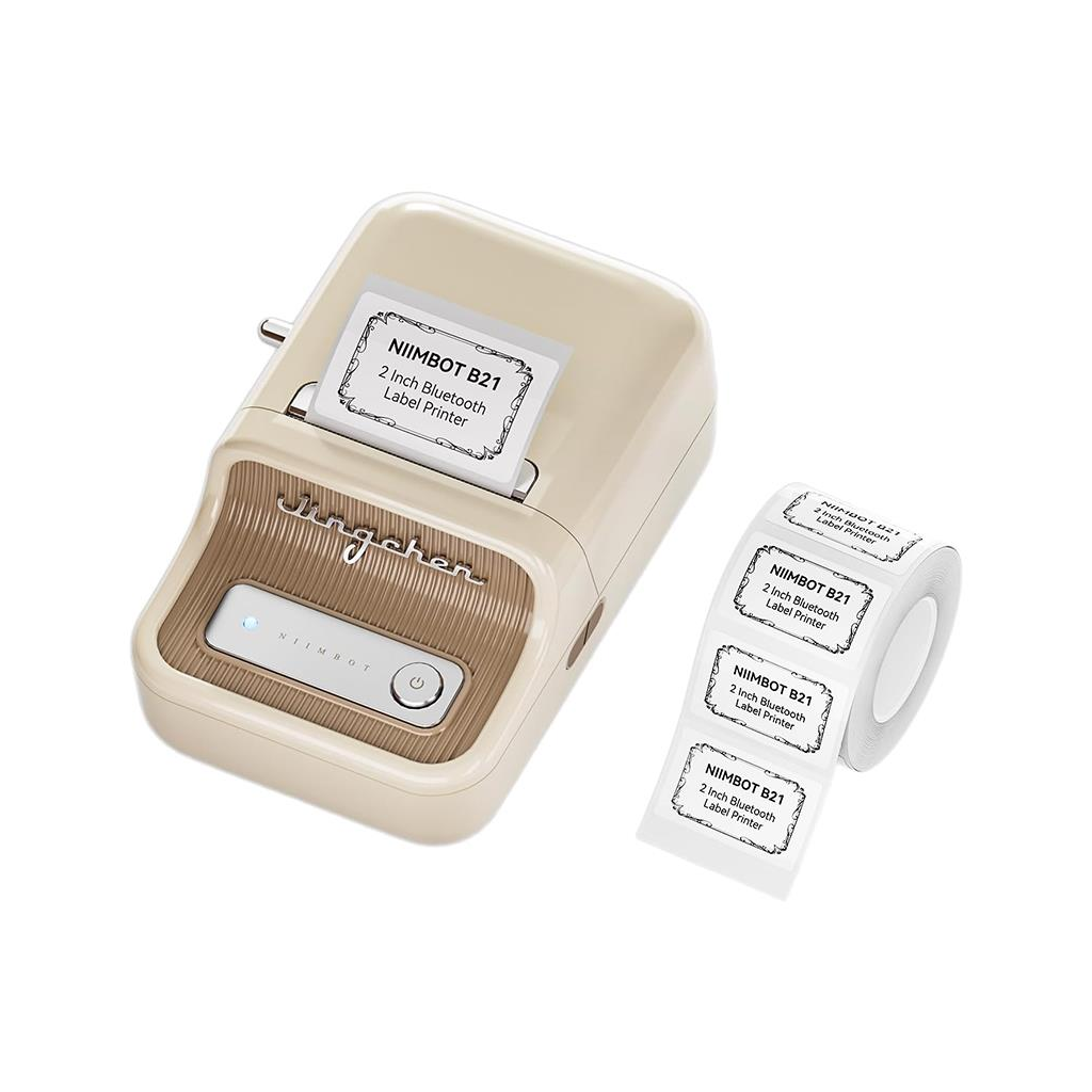 NIIMBOT B21S, Taşınabilir, Mürekkepsiz, Termal Etiket Yazıcı (Bluetooth, Type-C) Krem/Beyaz - Niimbot