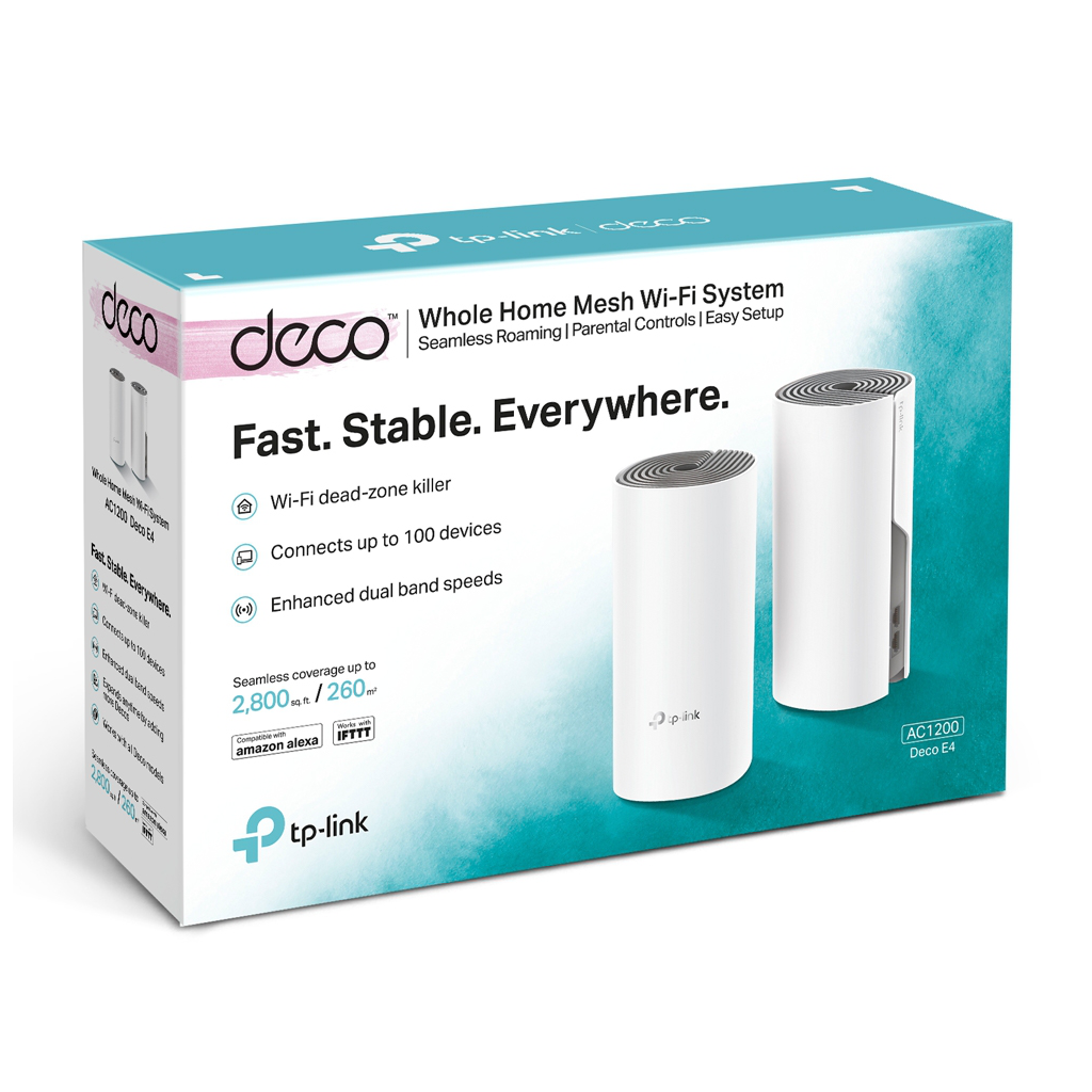 TP-LINK DECO-E4, AC1200, İkili Mesh, 1200Mbps, Dual Band, 2Port Megabit Lan, 260m2 Çekim Alanı, Router, Geniş Alan İnternet Ağı Sağlayıcısı - Tp-Link - görsel 4
