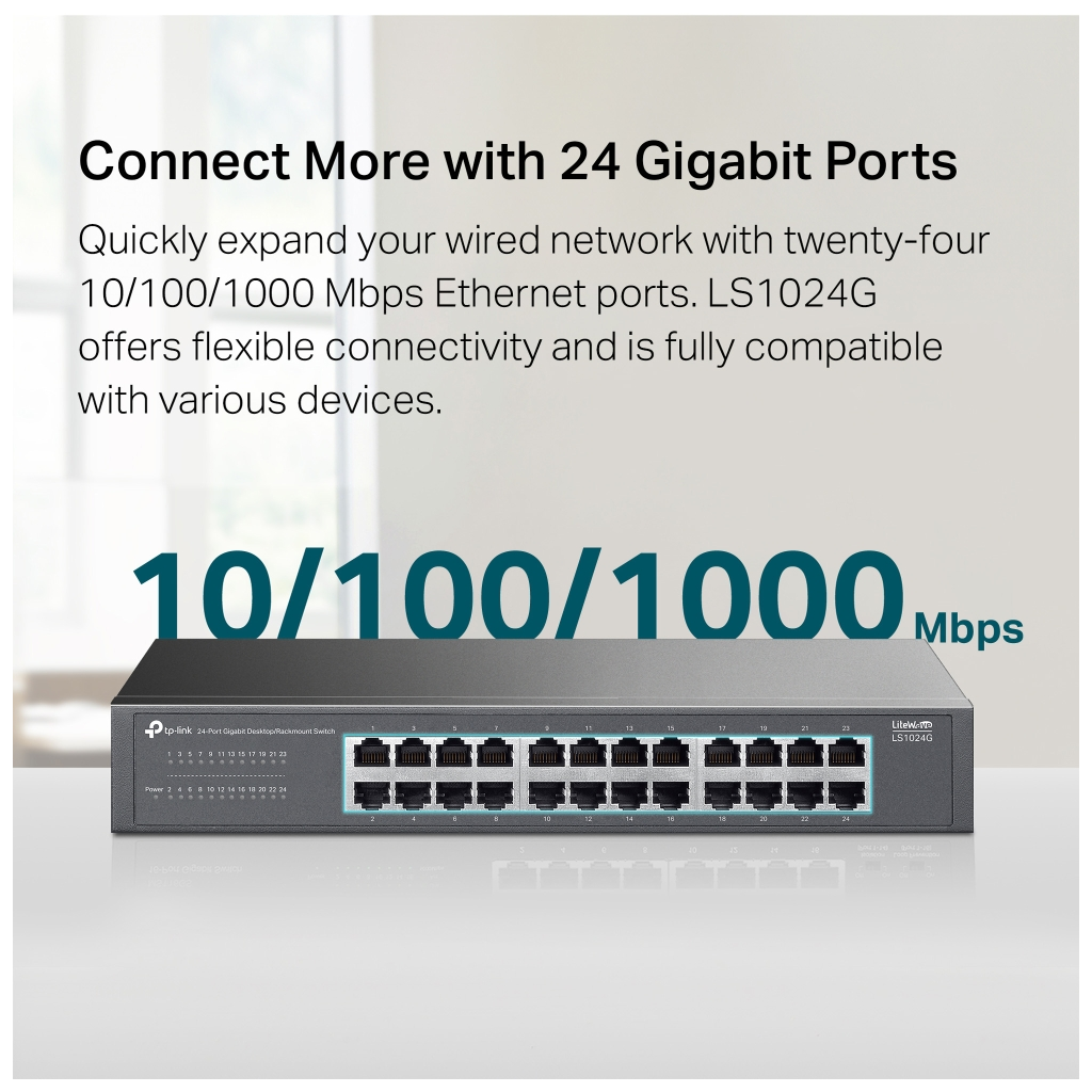 TP-LINK LS1024G 24 Port Gbit Rackmount Yönetilemez Çelik Kasa Switch - TP-LINK - görsel 5