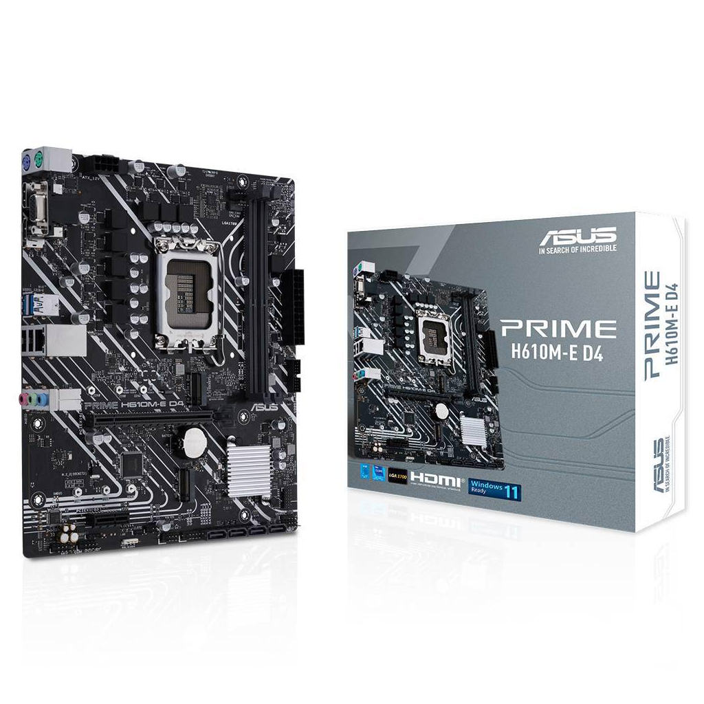 ASUS PRIME H610M-E D4-CSM, 2xDDR4, 2x M.2, D-SUB, HDMI, DP, 12-13.14.Nesil, LGA1700 Soket, Anakart - Asus