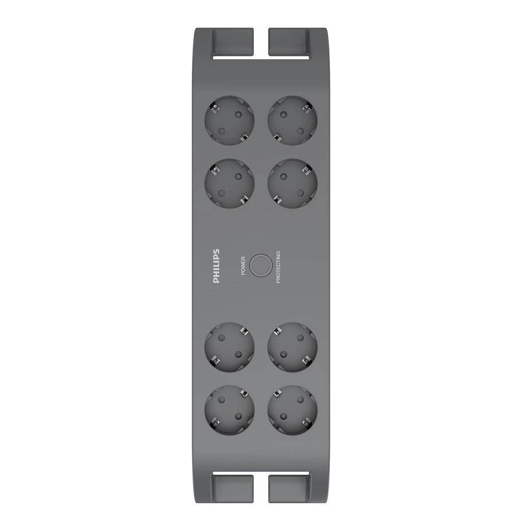 PHILIPS SPN3180A/62, 8 Soket, Akım Korumalı Priz, 900 Joules, 2Mt Kablo, (Gri) - Philips - görsel 2