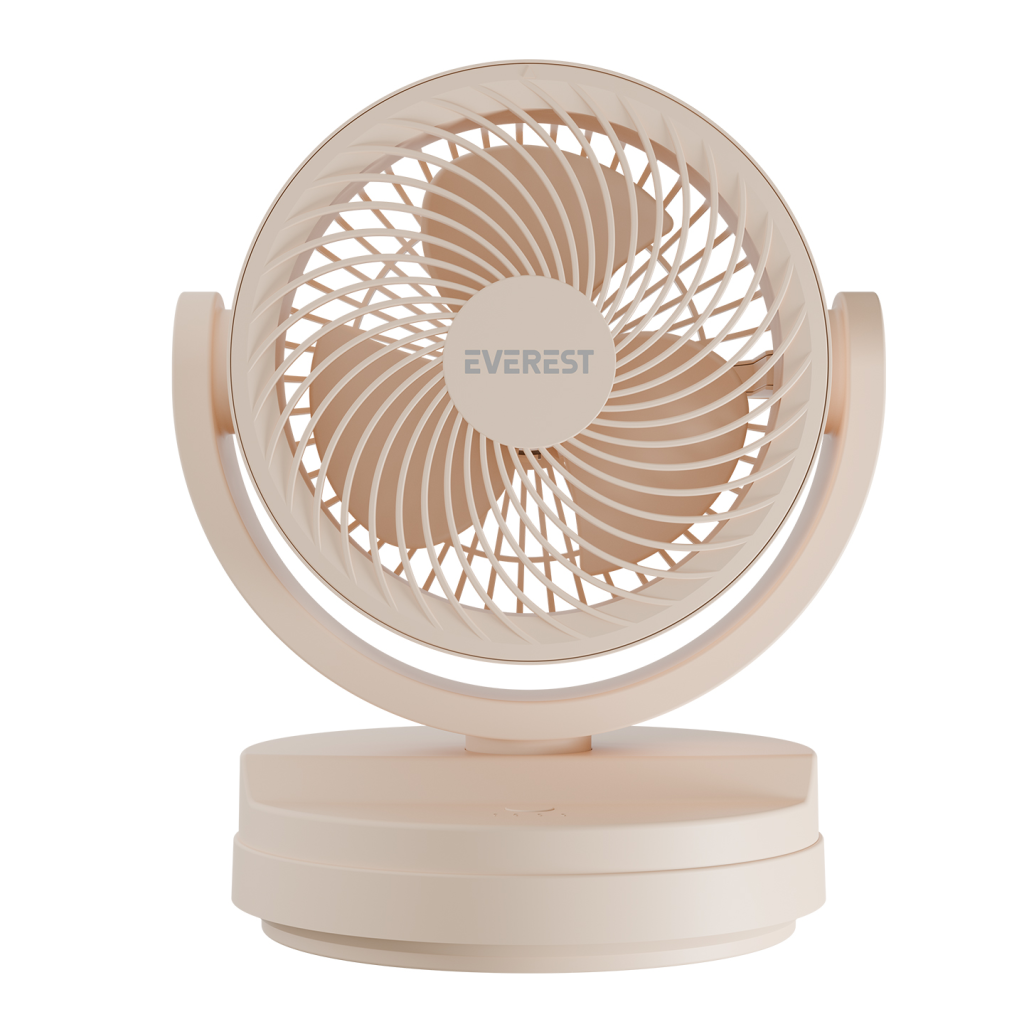 EVEREST EFN-509, KREM, 3 Kademeli Hız, 7"Kanat, Masaüstü, Type-C Vantilatör - Everest
