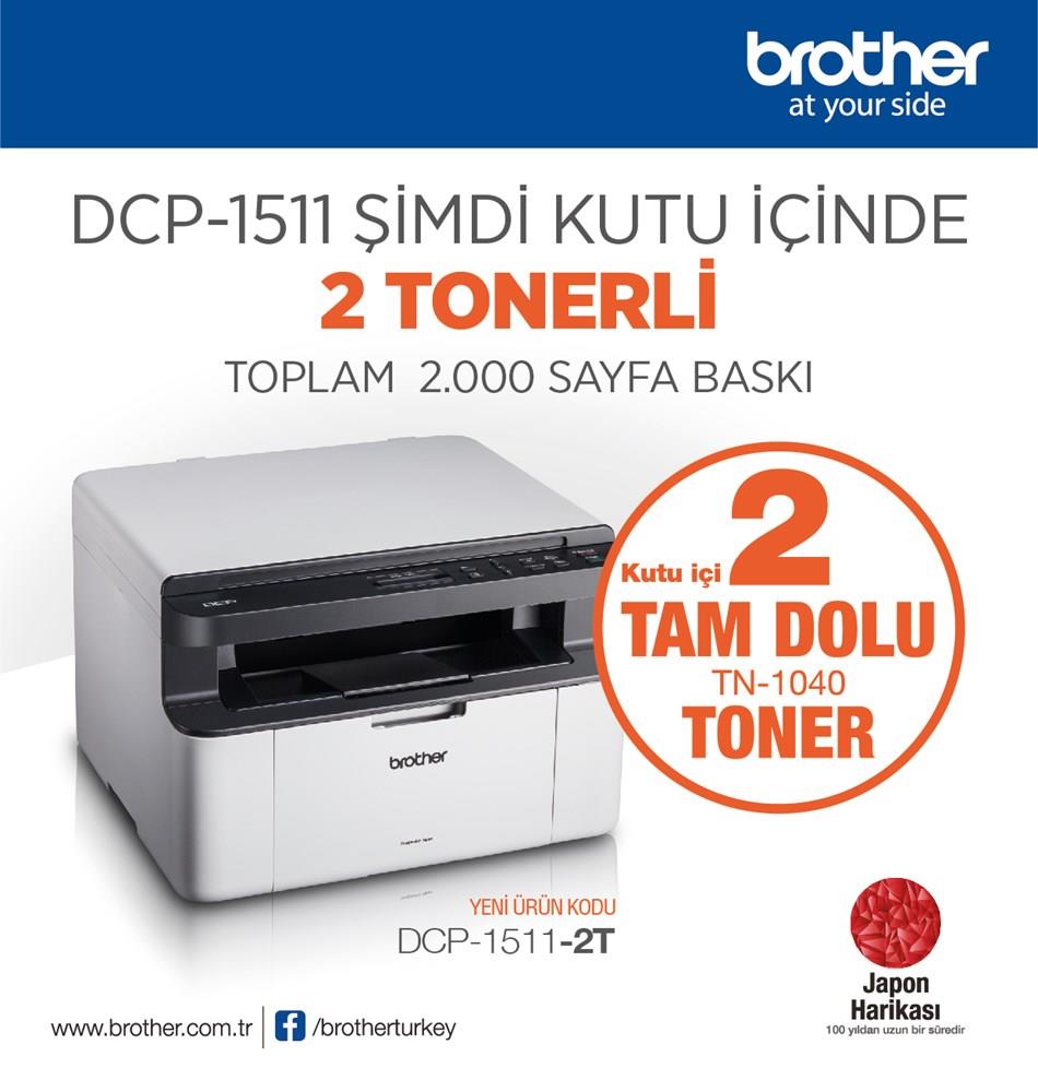 BROTHER DCP-1511-2T Mono Lazer AIO A4 Mono Fotokopi Tarayıcı Usb Yazıcı 2 Tam dolu toner - BROTHER - görsel 2