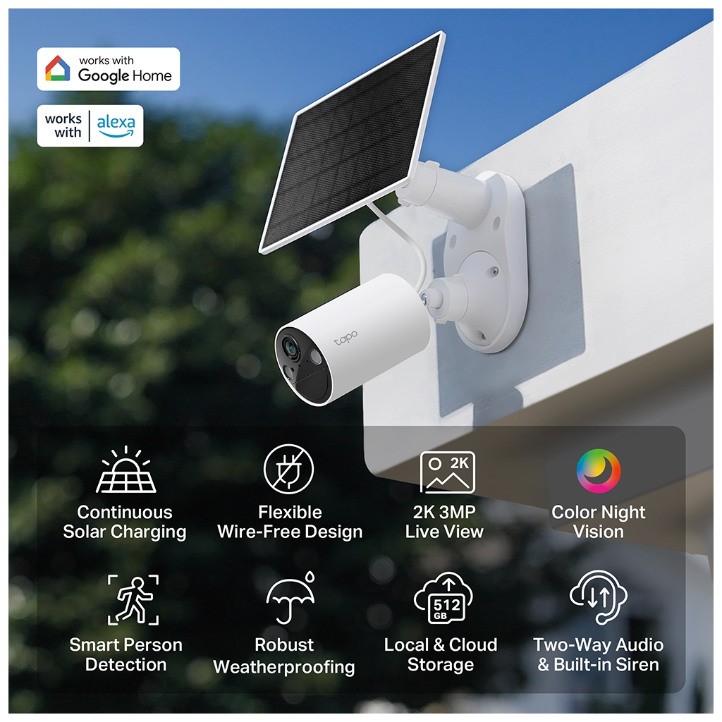 TP-LINK Tapo TC82 KIT (C410 KIT), 2K, 3,0Mpix, Dış Mekan, IP65, WiFi, 9Mt. Renkli Gece Görüşü, İki Yönlü Ses, Güneş Enerjili Güvenlik Kamerası Kiti - Tp-Link - görsel 2