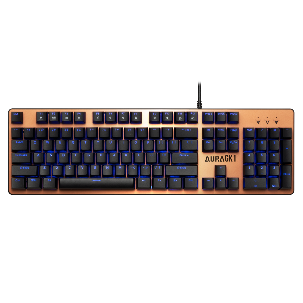 GAMDIAS AURA GK1, USB Kablolu, İngilizce,  Rainbow Backlight, Red Mekanik Switch, Bronz Edition, Gaming Klavye - Gamdias