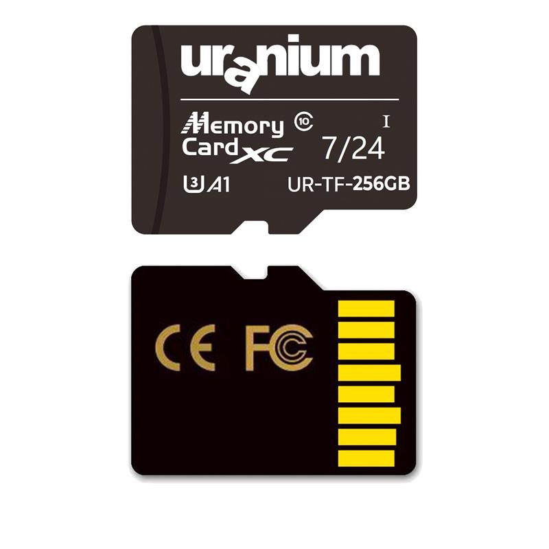 256GB URANIUM UR-TF-256G MICRO SD CARD U3 7/24 SURVEILLANCE 100/50MBS INDUSTRIAL HAFIZA KARTI (3 YIL GARANTİ) - Uranium