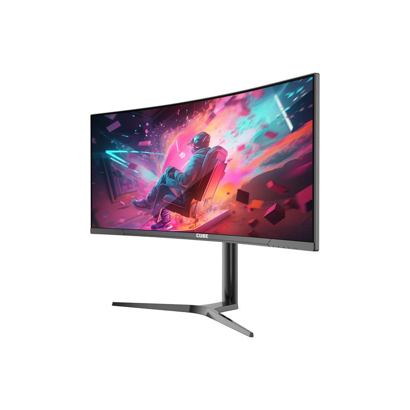 34 CUBE PA-34V165C VA 1MS 165HZ HDMI DP TYPE-C USB 2K WQHD 3440X1440 FREESYNC CURVED YUKSEKLIK AYARI VESA RGB SIYAH GAMI - Cube - görsel 2