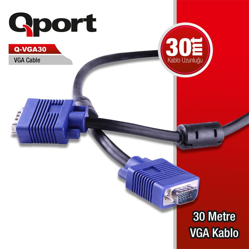 QPORT Q-VGA30 30M 15PIN VGA KABLO - QPORT - görsel 2