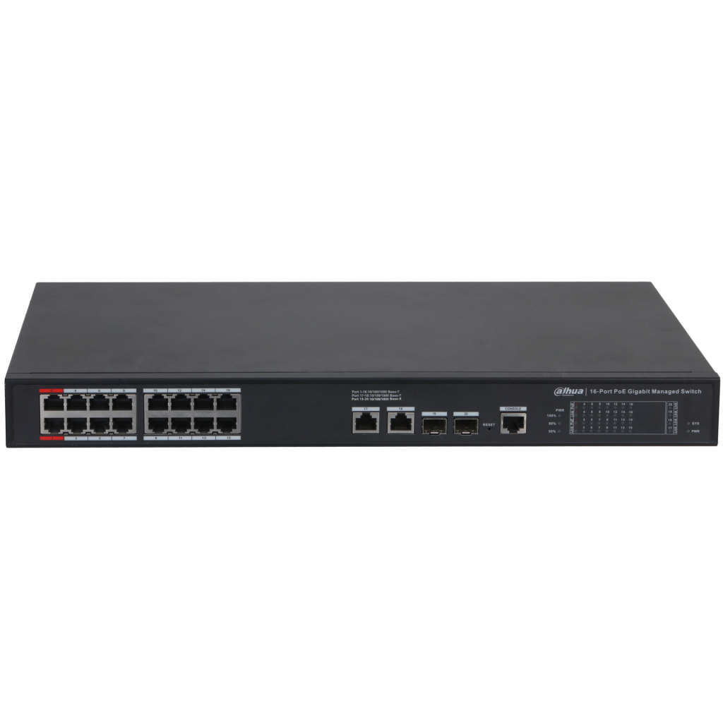 DAHUA S4220-16GT-240, 16 Port, Gigabit, PoE 240W, 2 Port Gigabit Uplink, 2 Port SFP Gigabit Combo, Longe Range 250Mt, Cloud Yönetilebilir, Switch - Dahua - görsel 2