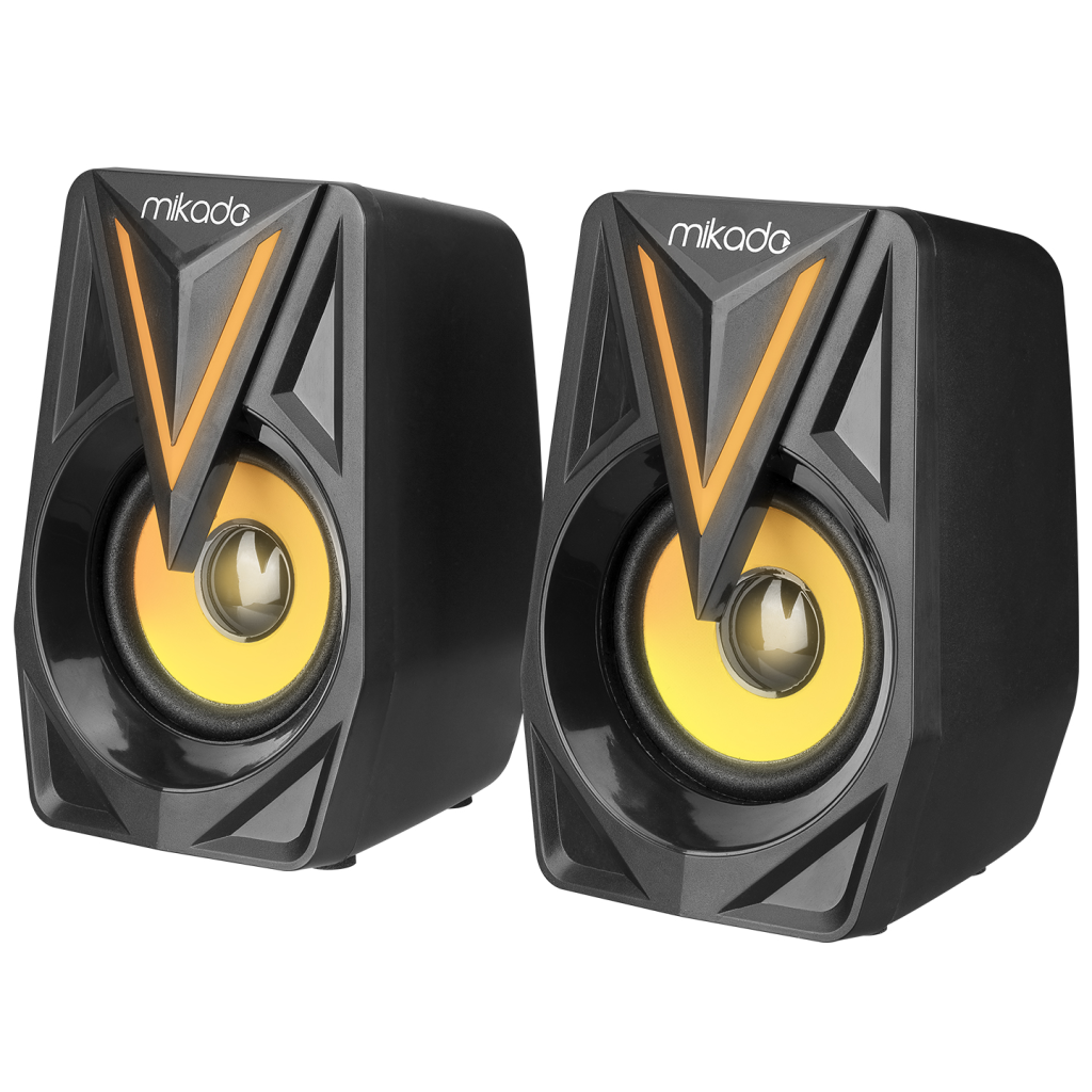 MIKADO MD-S23 GLARE, 6W, 1+1, Masaüstü, RGB Aydınlatma, USB, Siyah Kasa, Speaker - Mikado