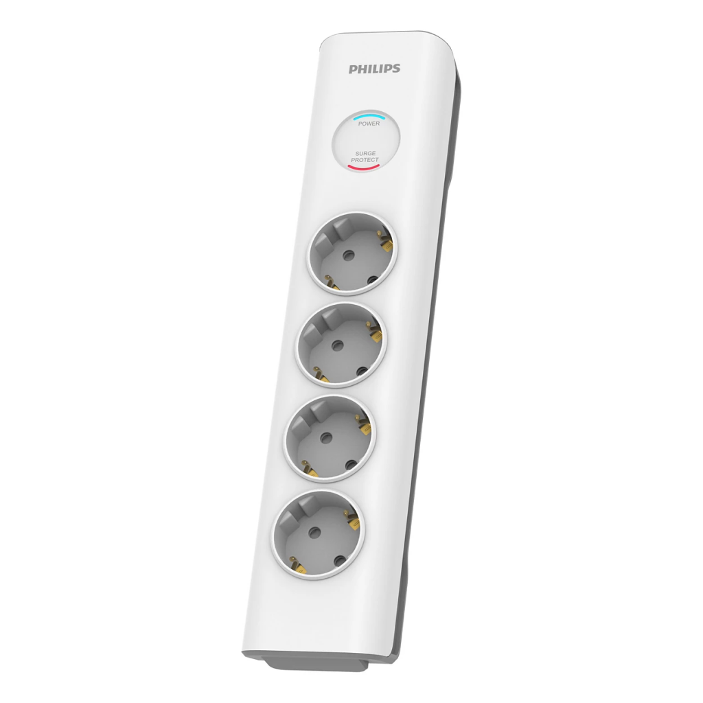 PHILIPS SPN7040WA/62, 4 Soket, Akım Korumalı Priz, 600 Joules, 2Mt Örgülü Kablo, (Beyaz) - Philips