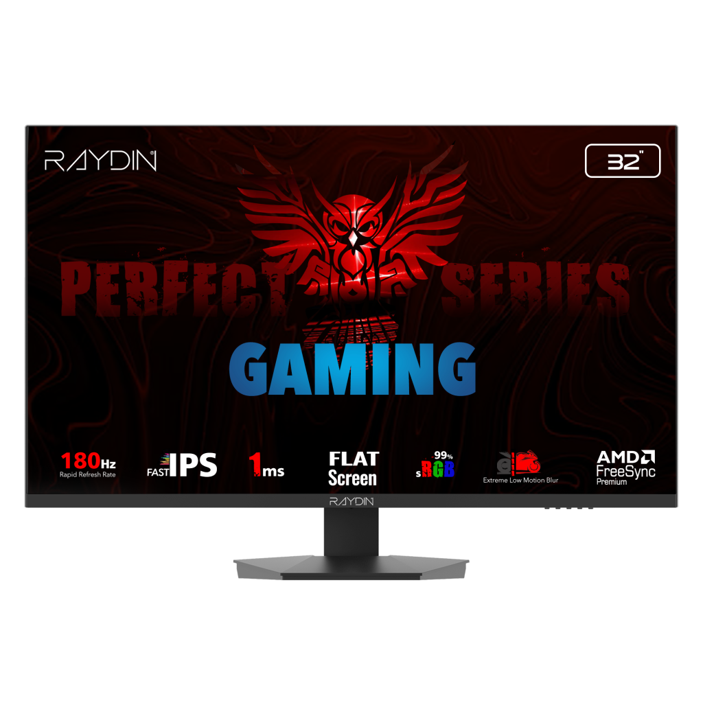 RAYDIN EG32EQI-180HZ, 31.5", 1ms, 180Hz, 2K Quad HD, 350 nits, HD, 2xHDMI, DP, Hoparlör, IPS LED, Flat, Frameless, FreeSync Gaming Monitör - RAYDIN