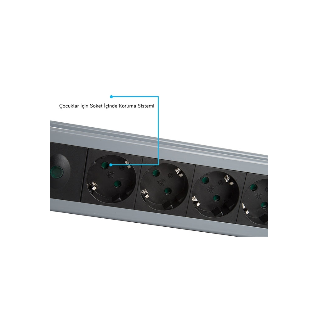 S-LINK Swapp SPGKS03, 3 Soket, Akım Korumalı Priz, 1.5Mt Kablo, 900 Joule (Gri) %100 Bakır - S-Link - görsel 5