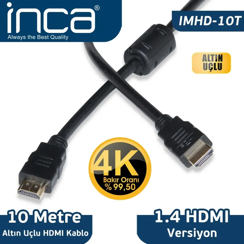 INCA IMHD-10T 10M HDMI 1.4V 3D ALTIN UCLU KABLO - Inca